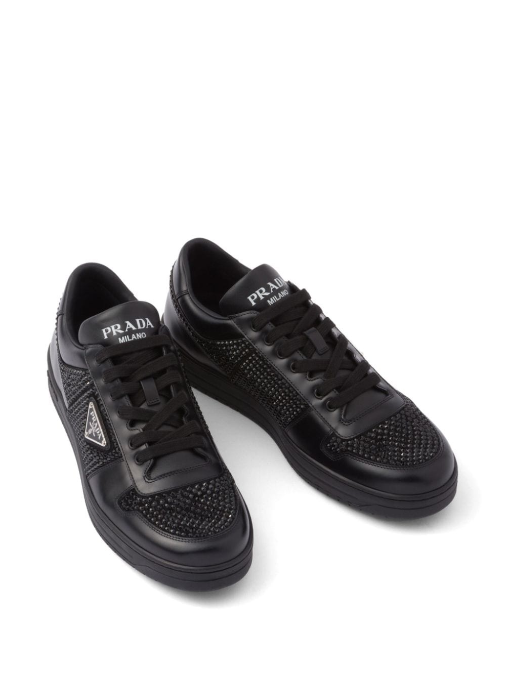 crystal-embellished leather sneakers - 5
