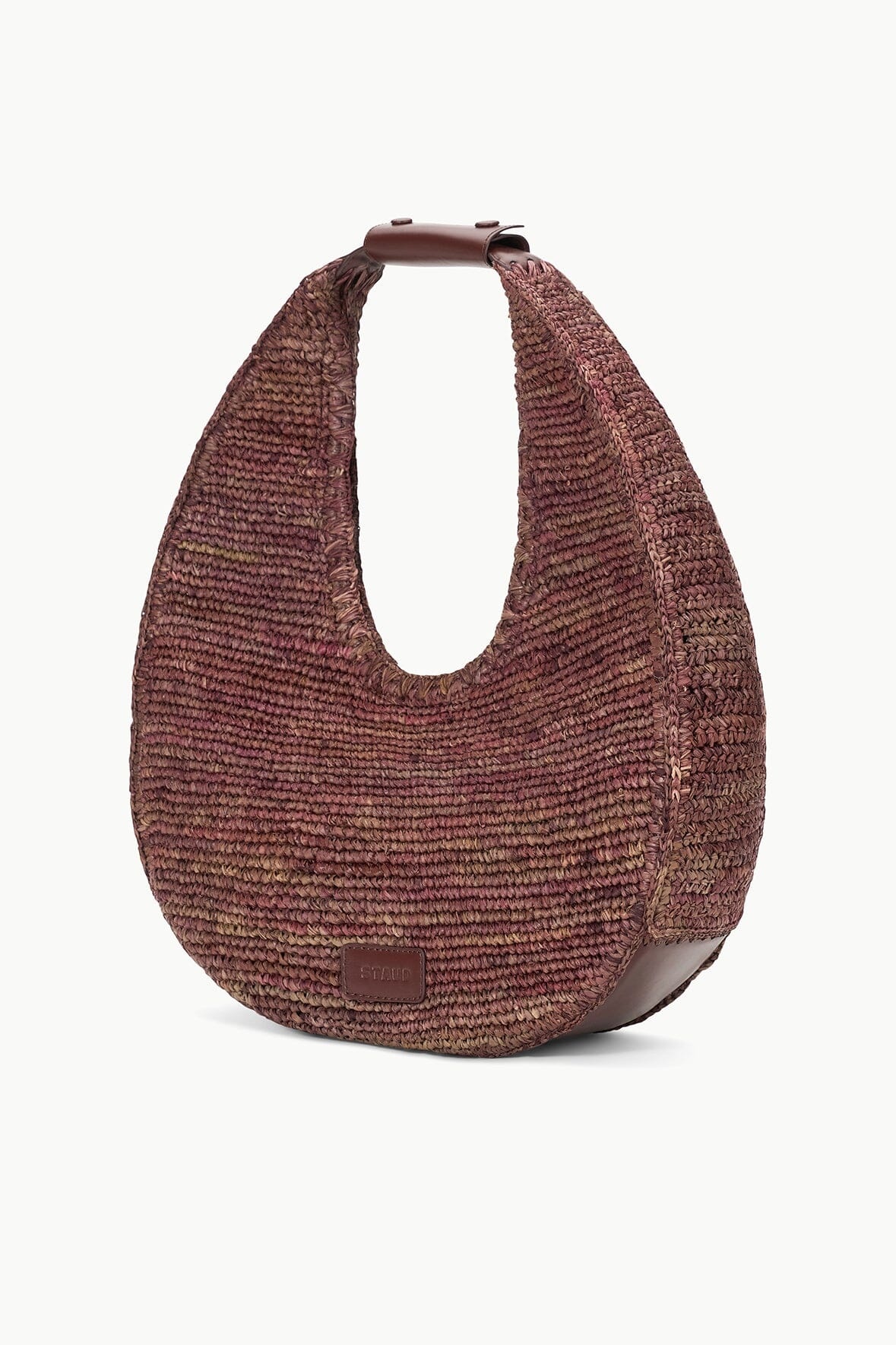 STAUD LARGE RAFFIA MOON TOTE BAG MAHOGANY - 3
