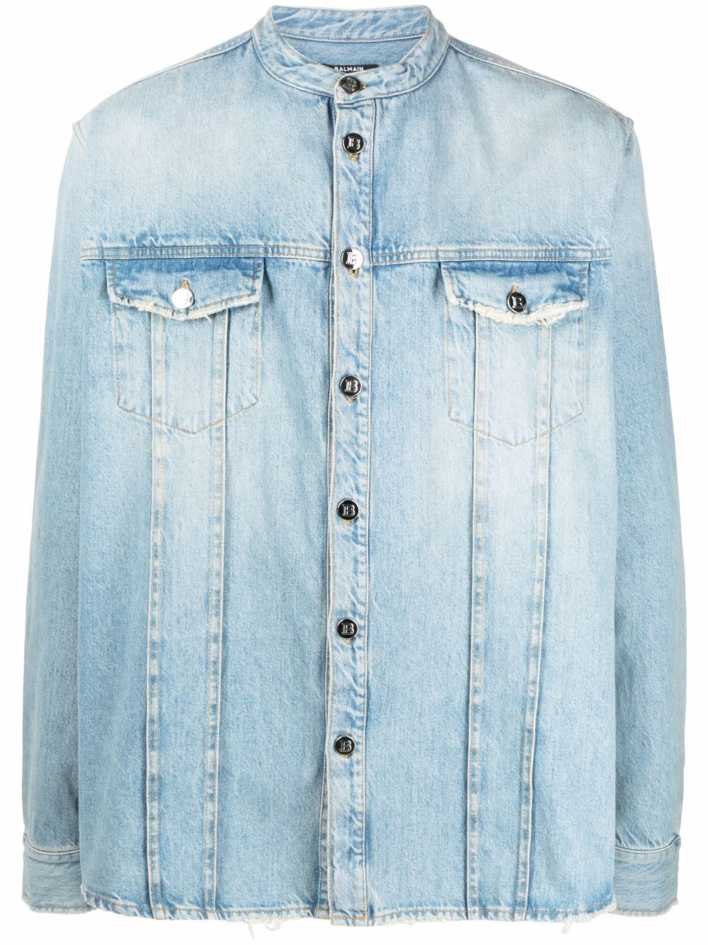 button-up acid-wash denim shirt - 1