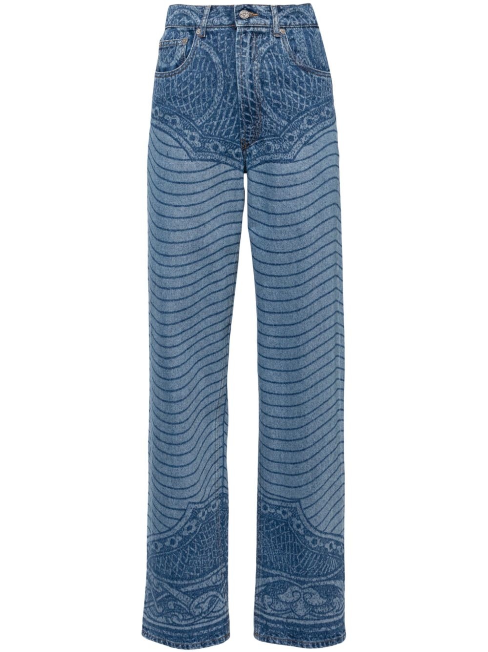 laser-print straight-leg jeans - 1
