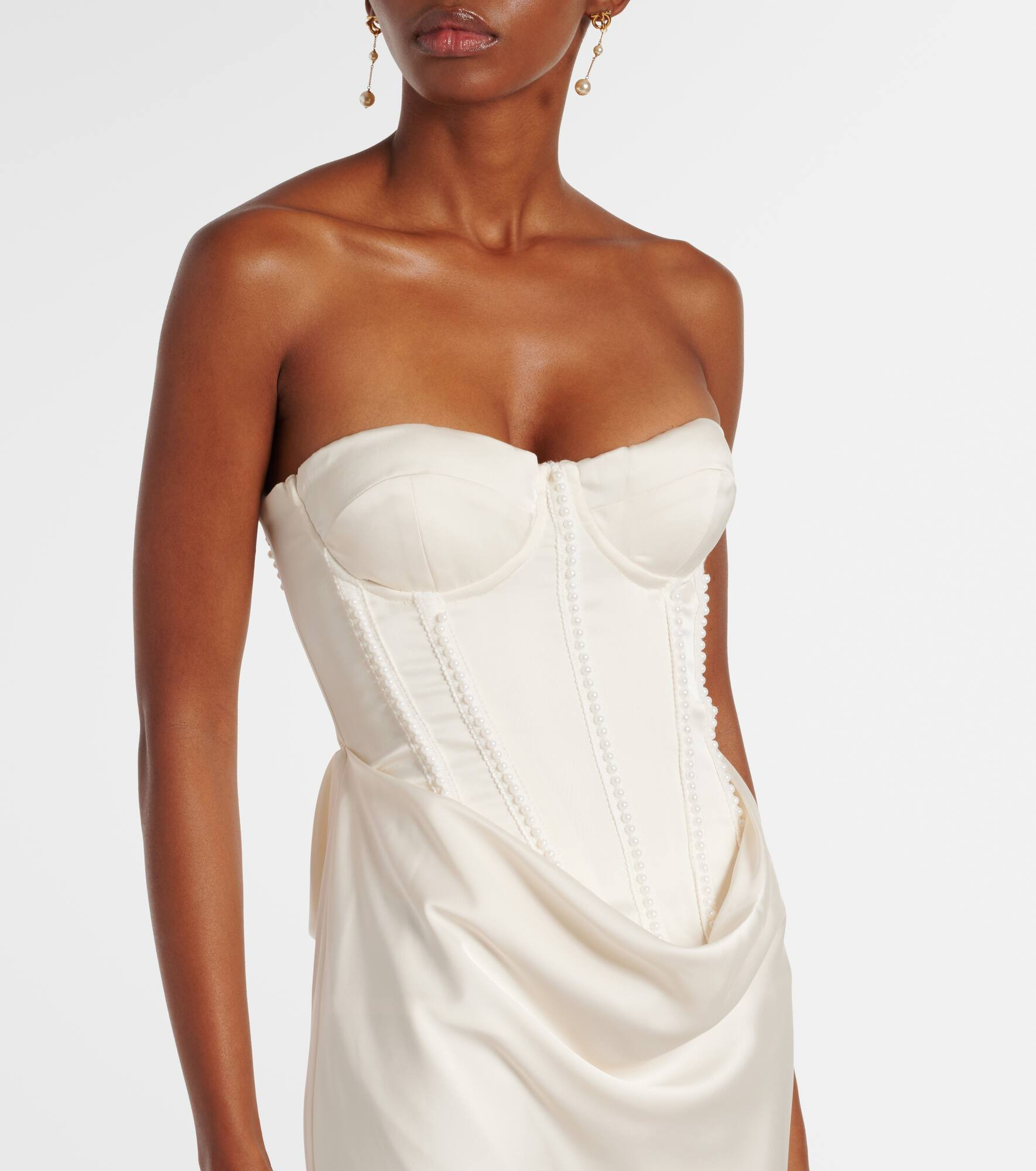 Bridal embellished satin corset dress - 4