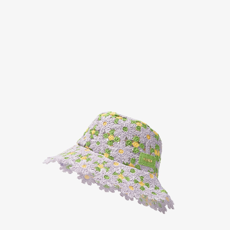 Hat Lilac crocheted raffia bucket hat 1