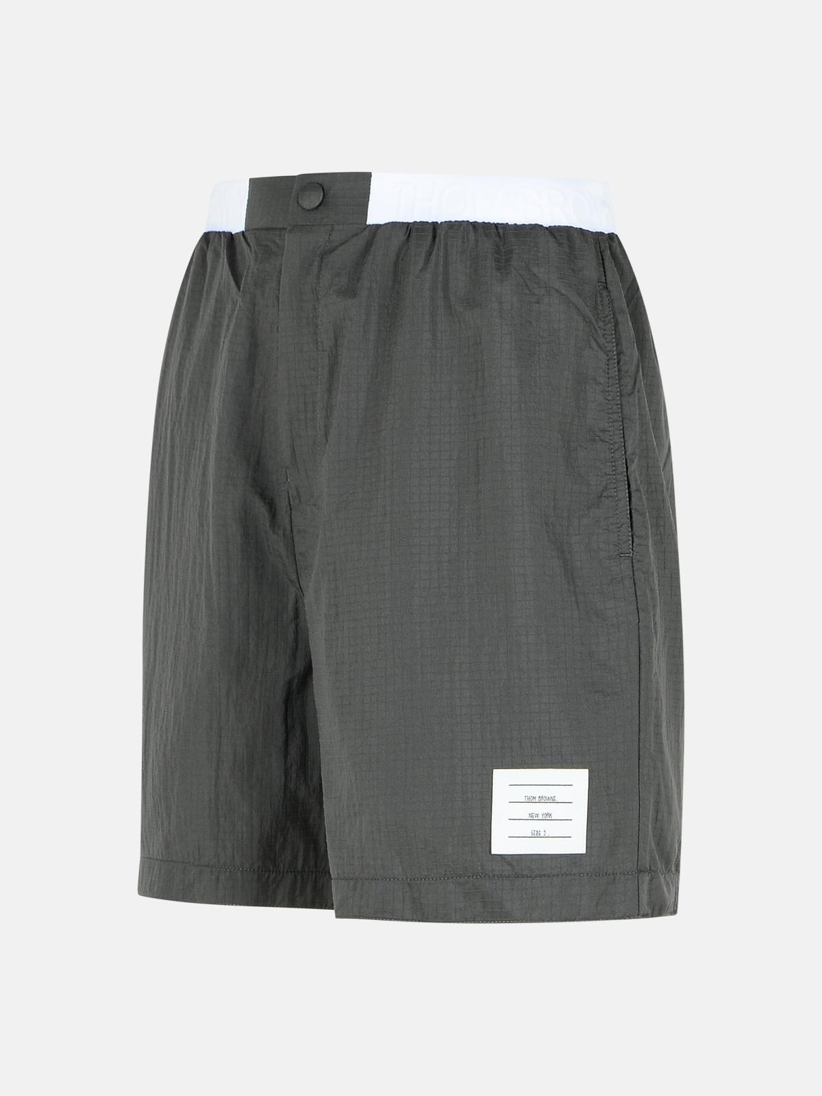 GREY POLYAMIDE BERMUDA SHORTS - 2