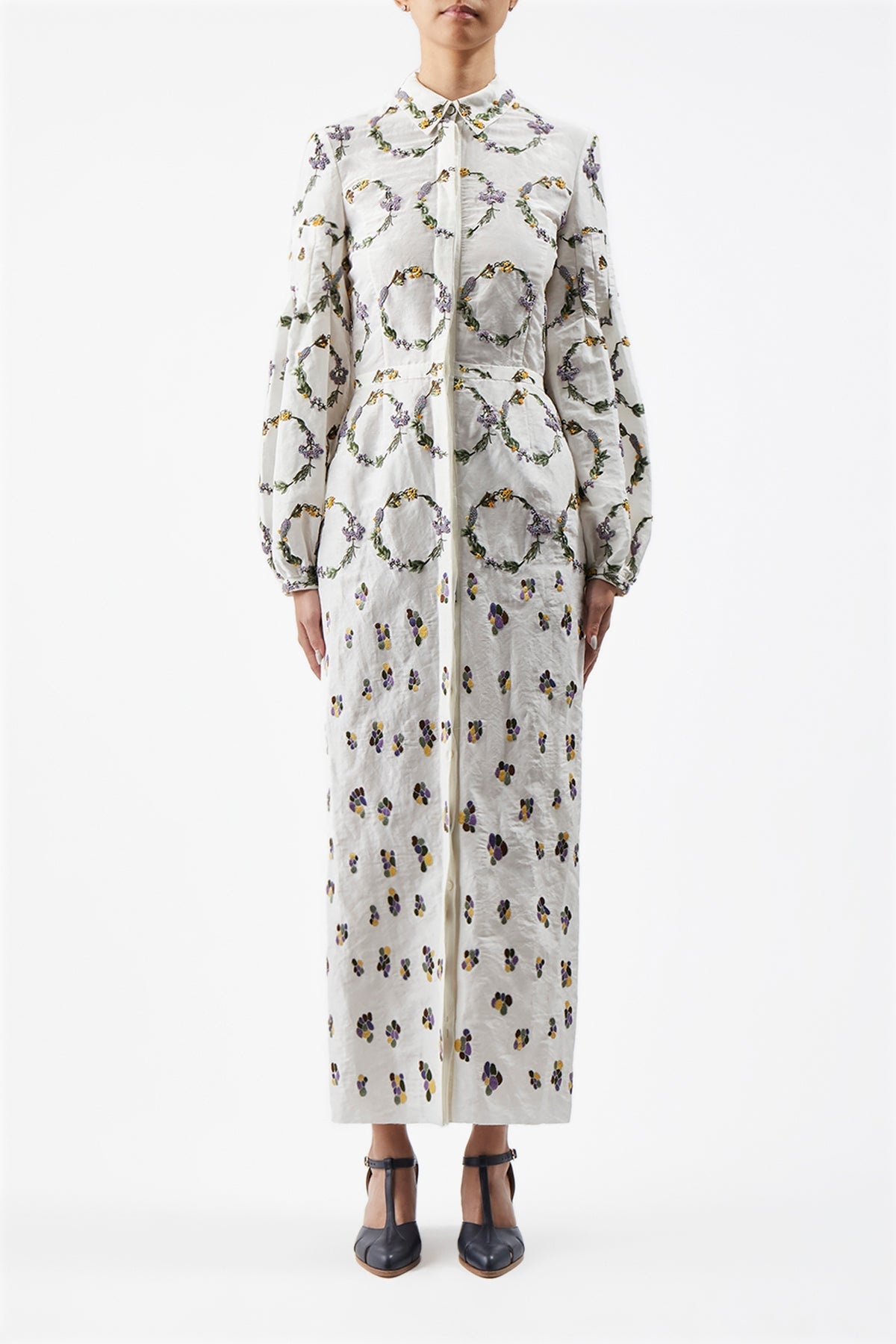 Embroidered Mauri Dress in Silk Linen - 2