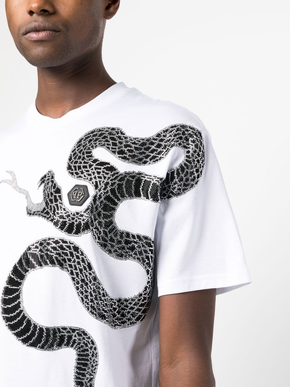 embellished snake-print T-shirt - 5