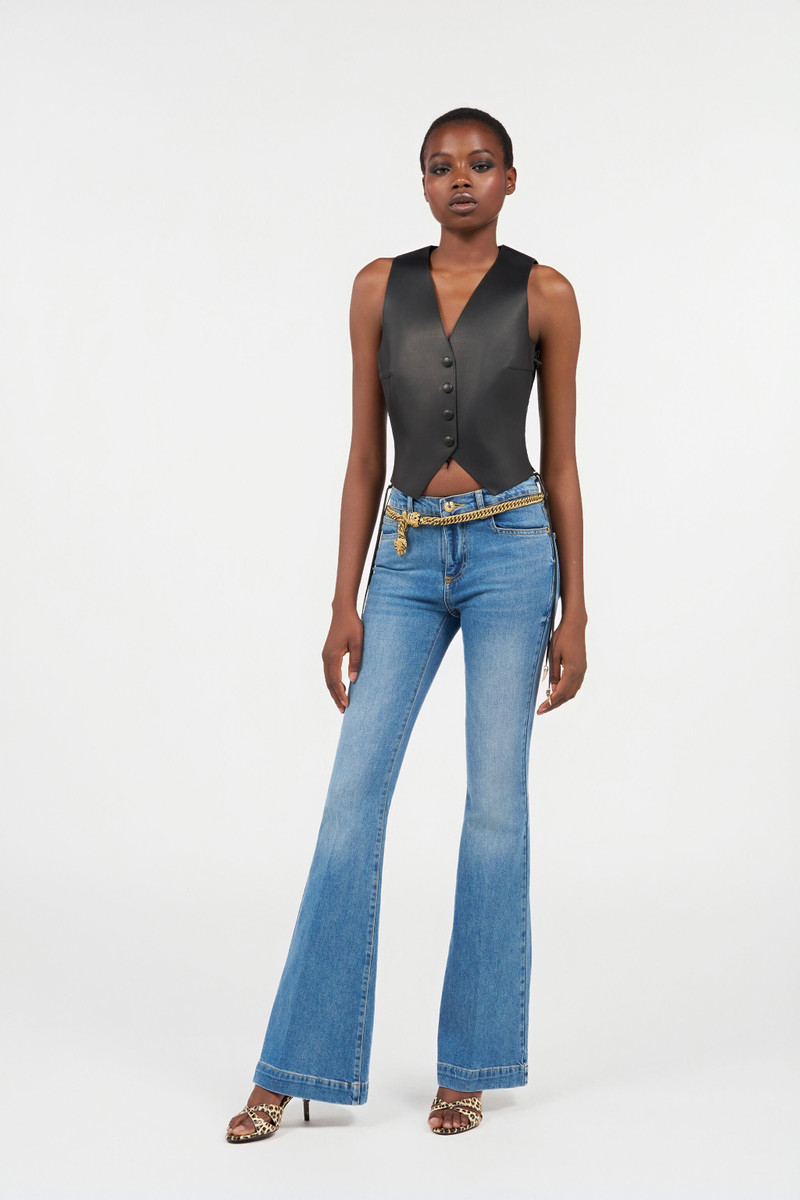 Roberto Cavalli Blue Flared Jeans with Monogram RC outlook