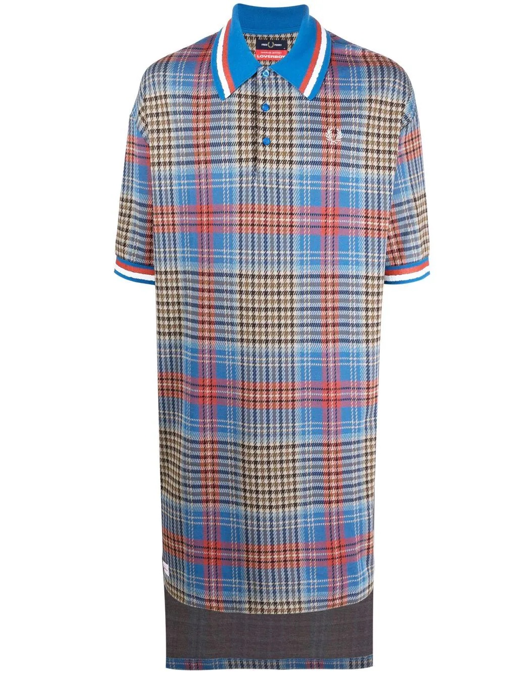 tartan-print long-length polo shirt - 1