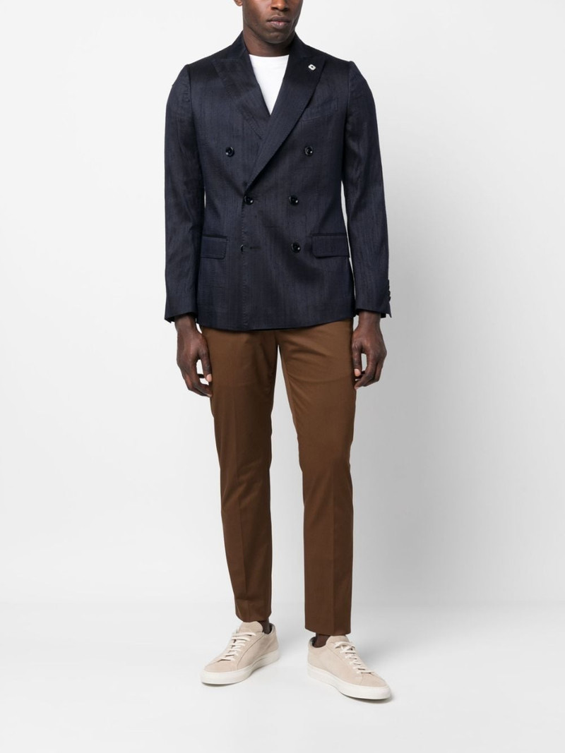 LARDINI double-breasted silk blazer outlook