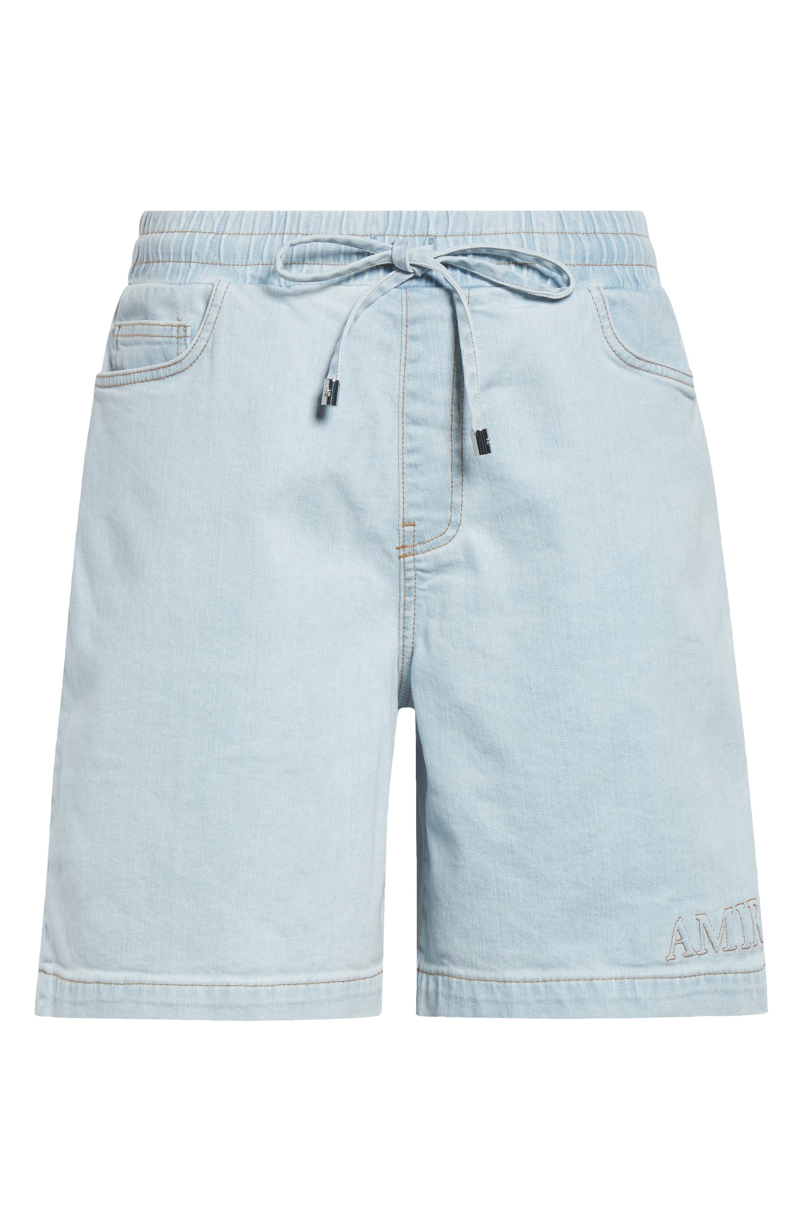 AMIRI 3D Logo Drawstring Denim Shorts in Light Indigo at Nordstrom - 6