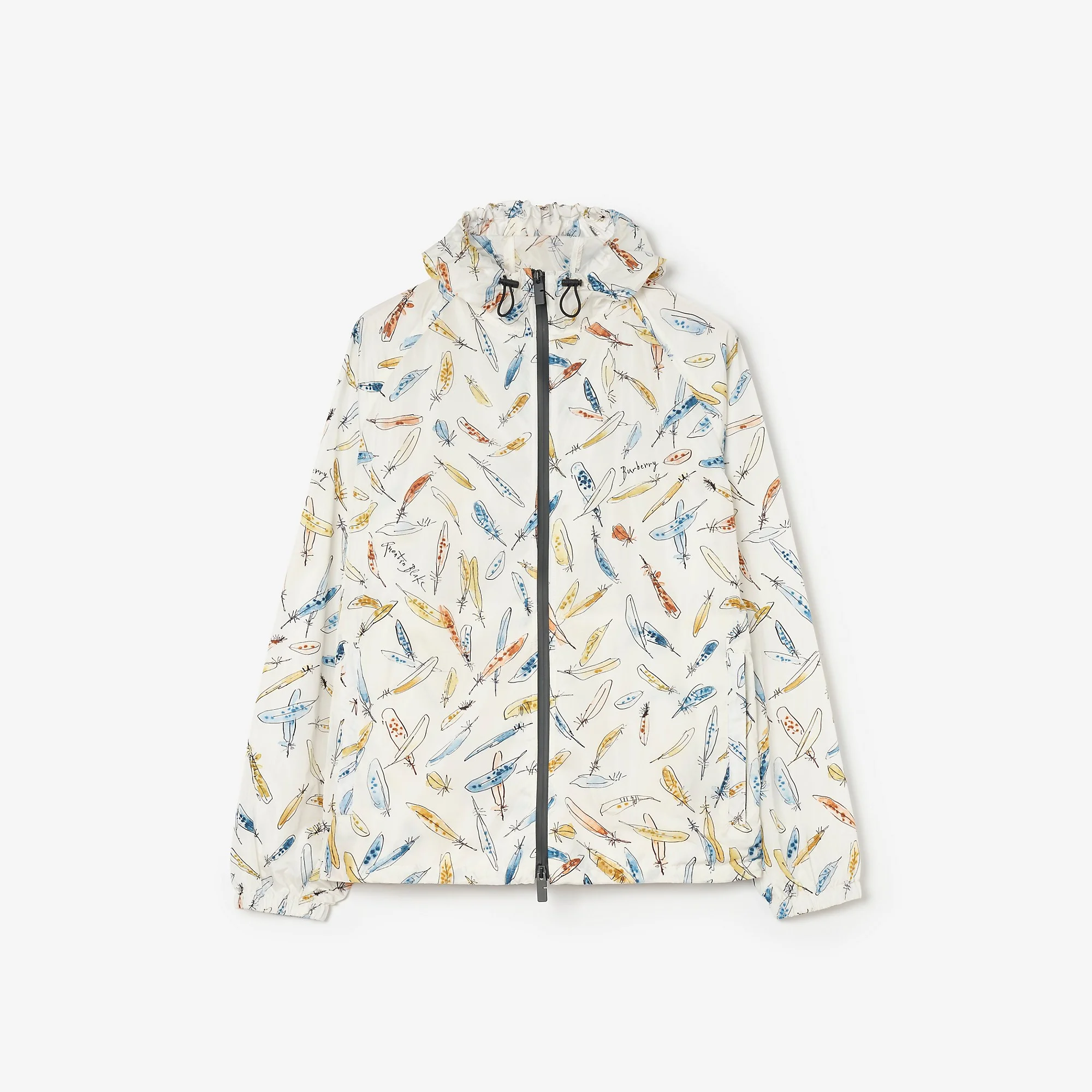 Feather Print Nylon Clapton Hooded Jacket - 1