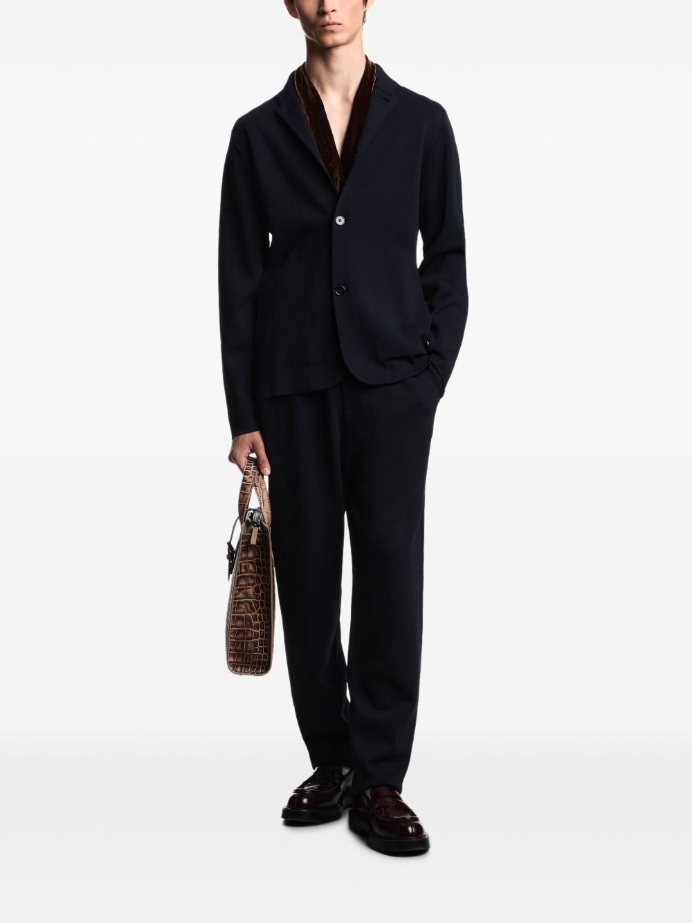 mandarin-collar knitted cardigan - 2