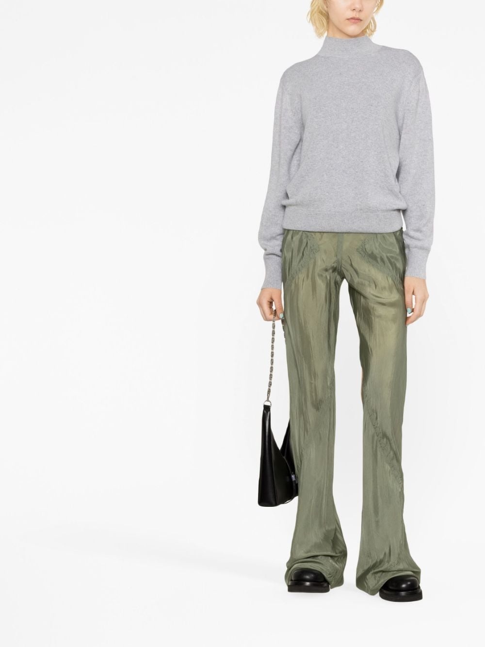 tied-back knitted pullover - 3
