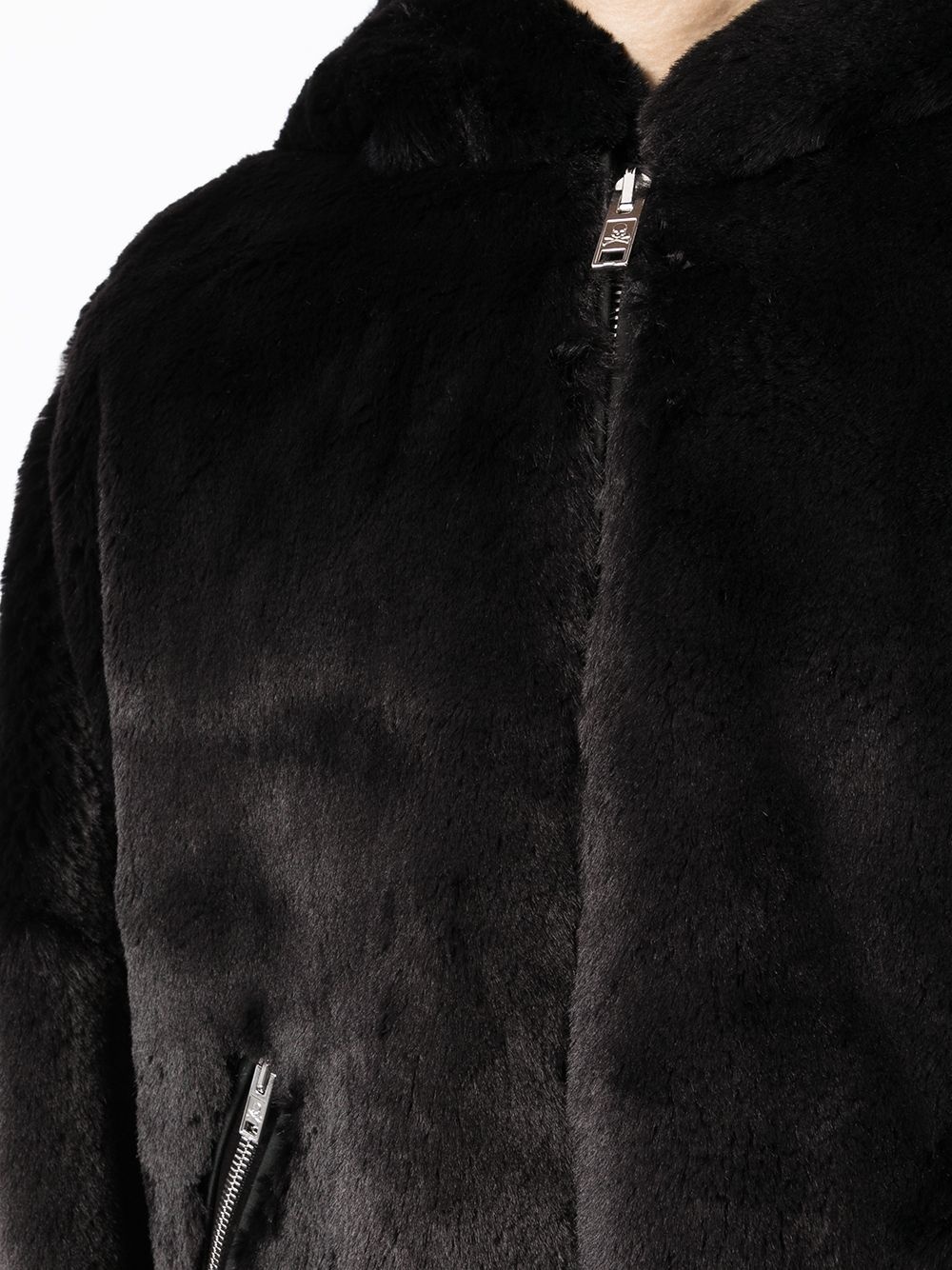 skull faux fur hooded jacket - 5