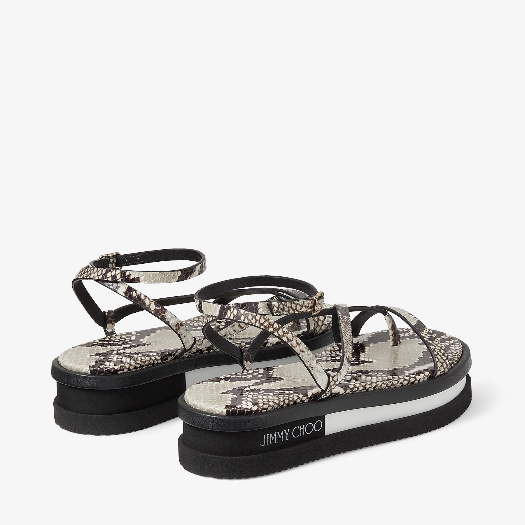 Pine Flat
Roccia Snake Printed Leather Platform Sandals - 6