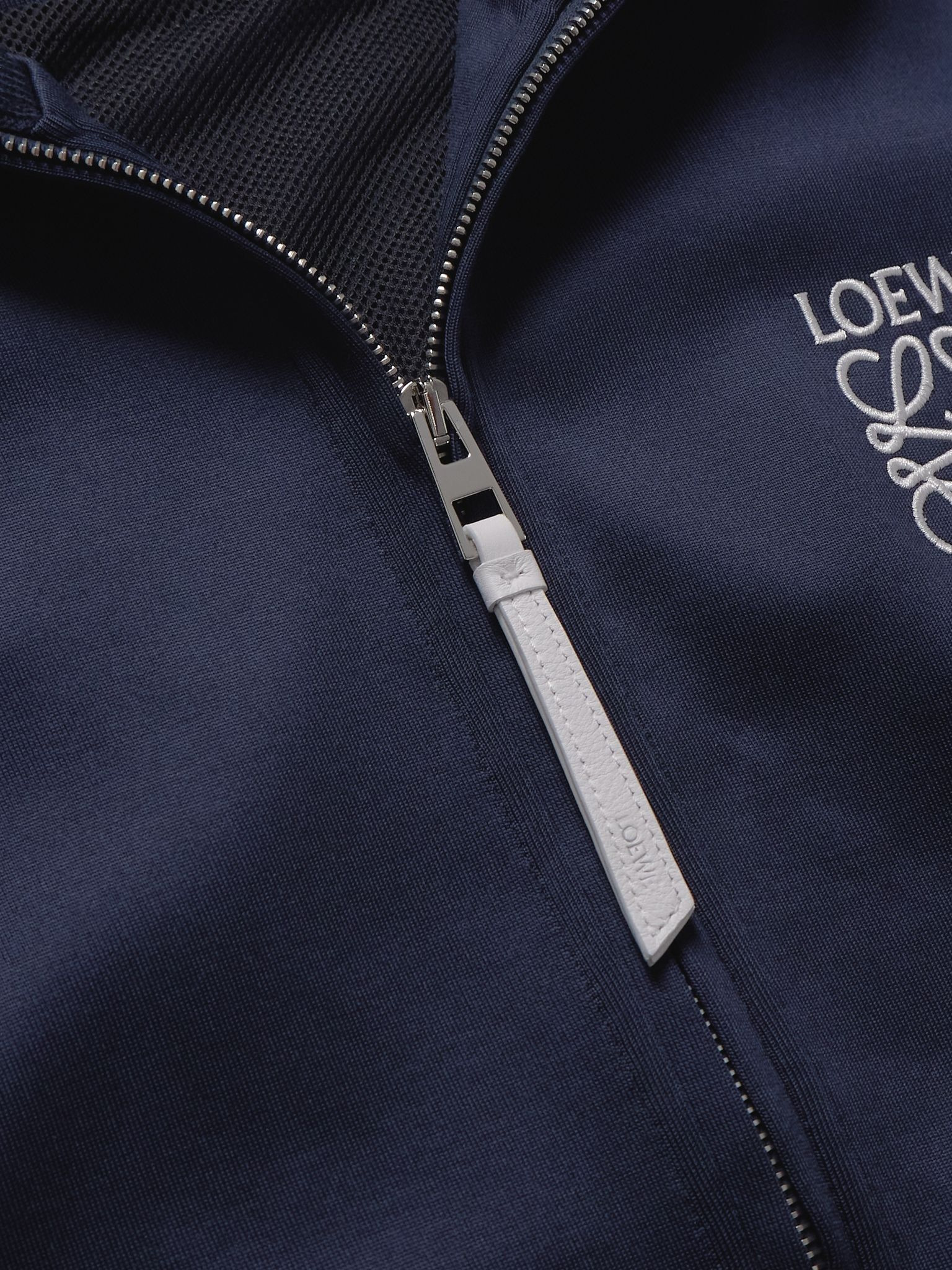 Twill-Trimmed Logo-Embroidered Tech-Jersey Track Jacket Navy - 4