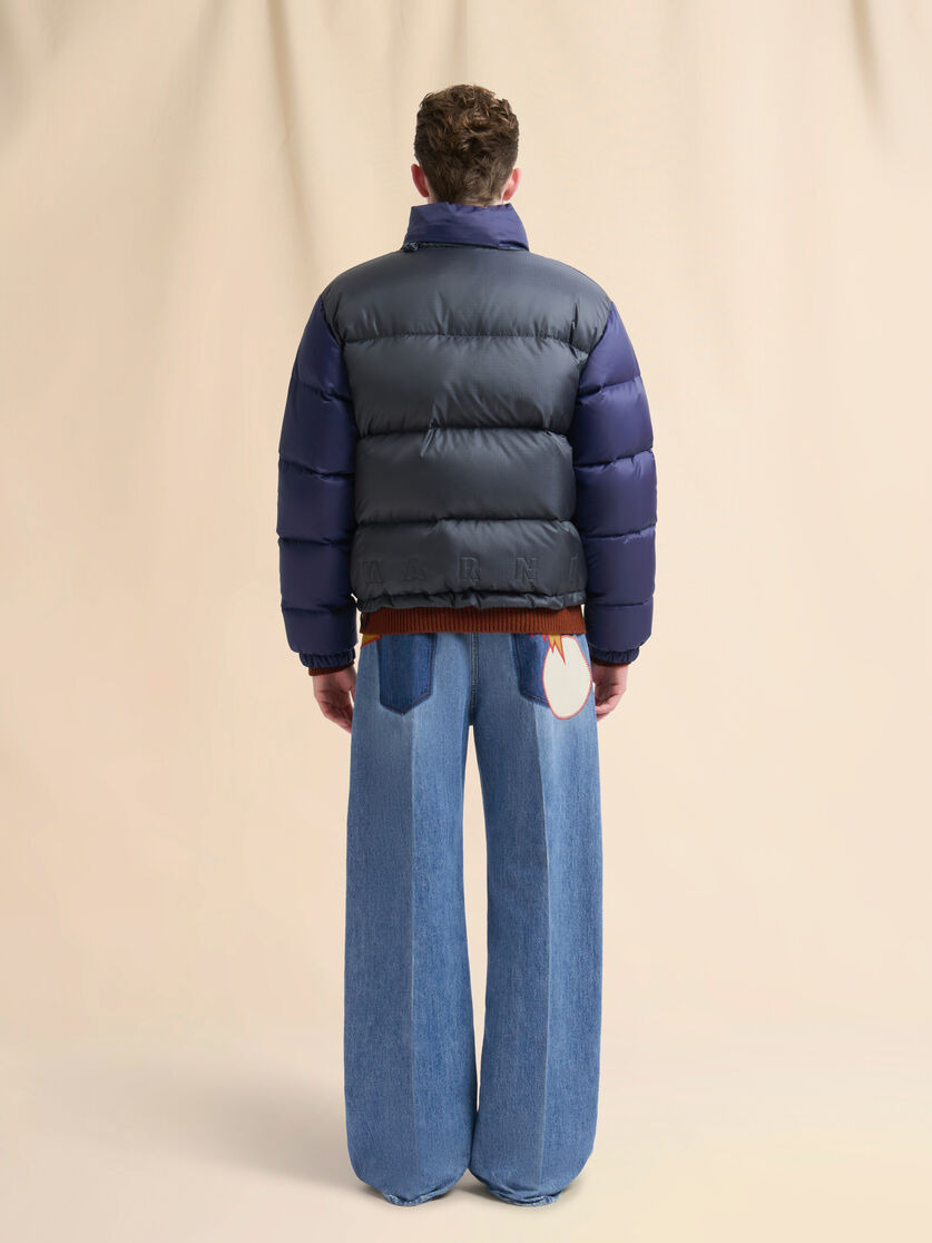 DARK BLUE RIPSTOP NYLON DOWN JACKET - 3