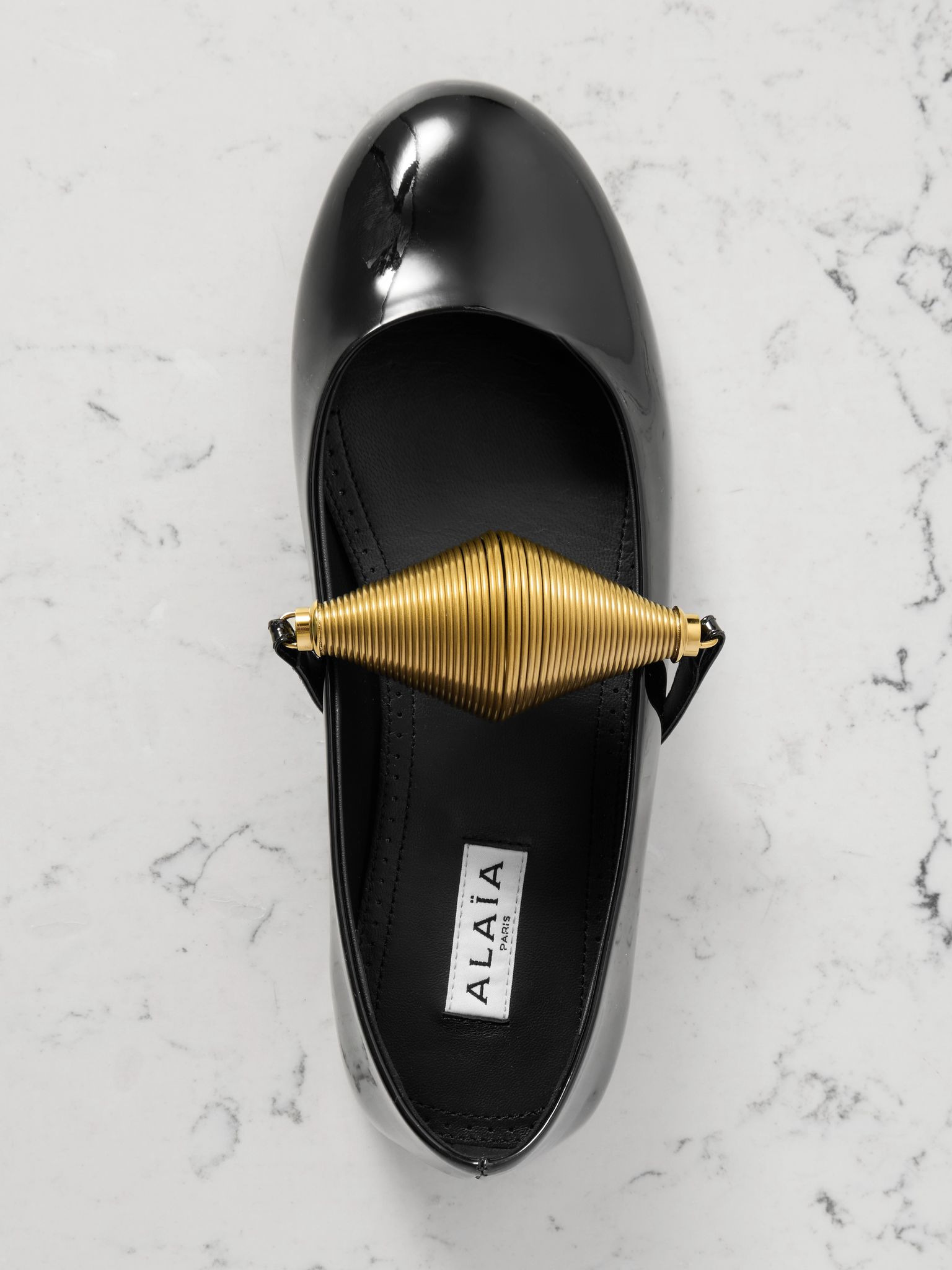 Embellished patent-leather ballet flats Black - 5