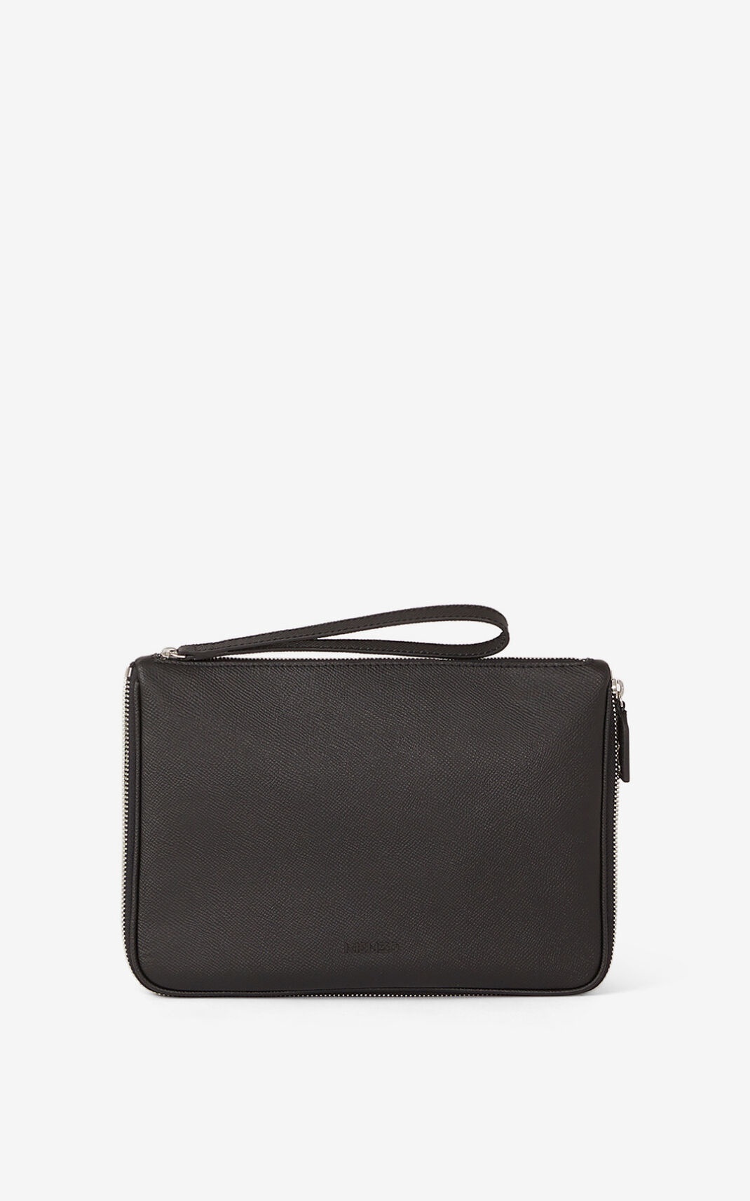 KENZO Kompact large leather box-pleat pouch bag - 1