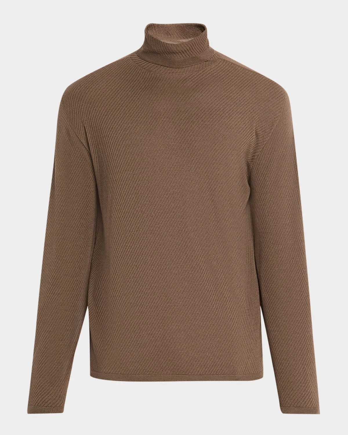 Men's Ribbed Wool and Silk Turtleneck Sweater - 1