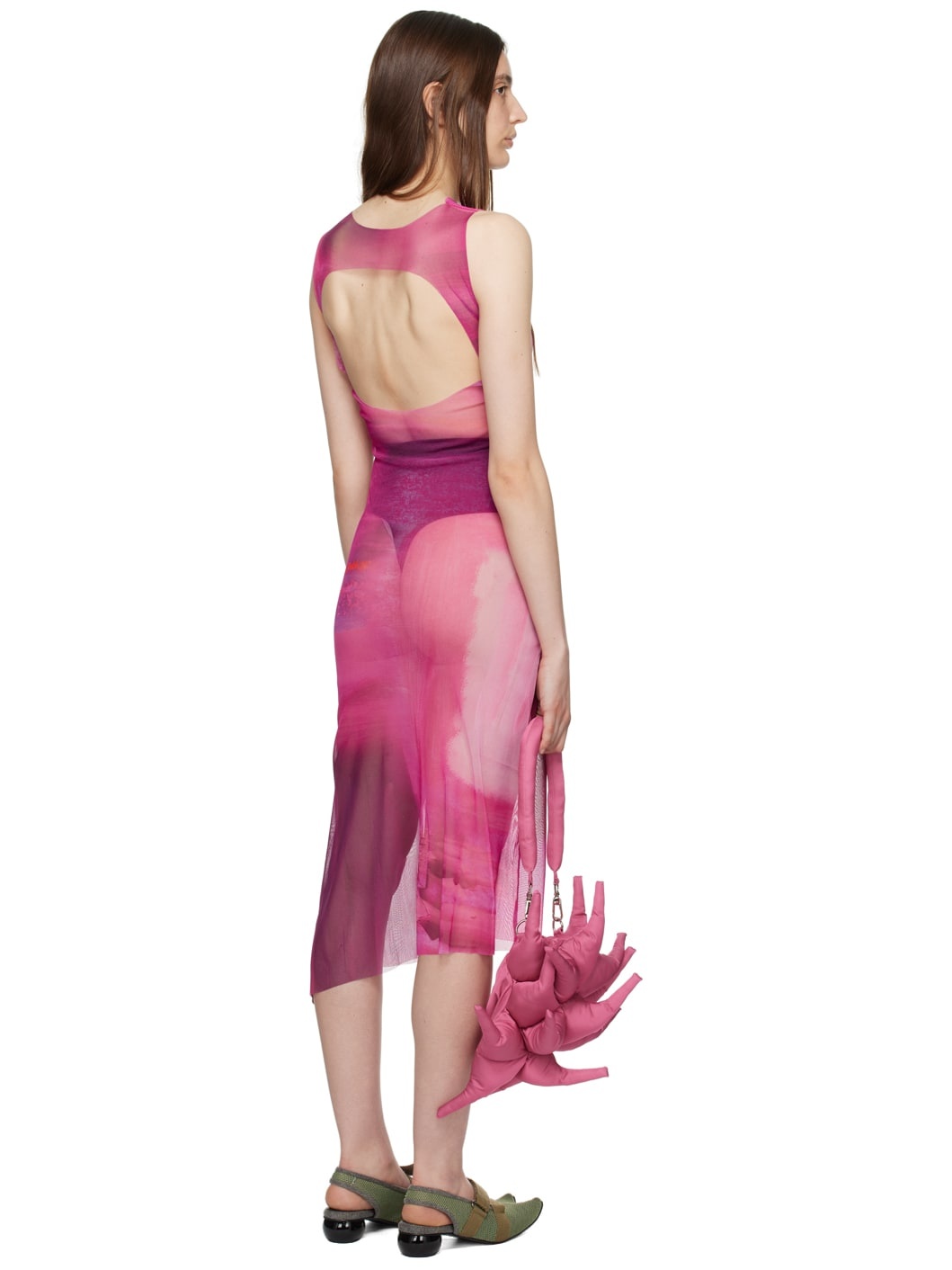 Pink Cutout Midi Dress - 3