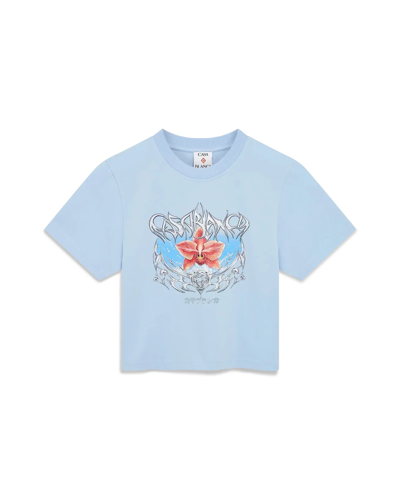Blades Cropped Short Sleeve T-Shirt | Casablanca Paris - 1