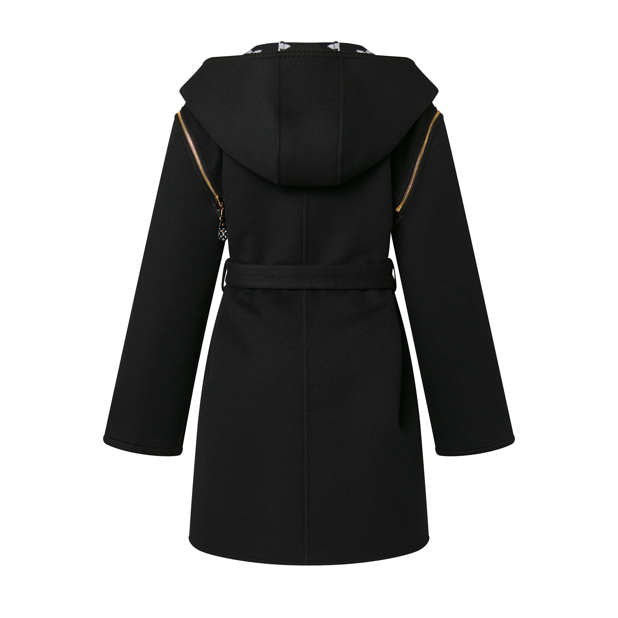 Reversible Zipper Sleeve Hooded Wrap Coat - 3