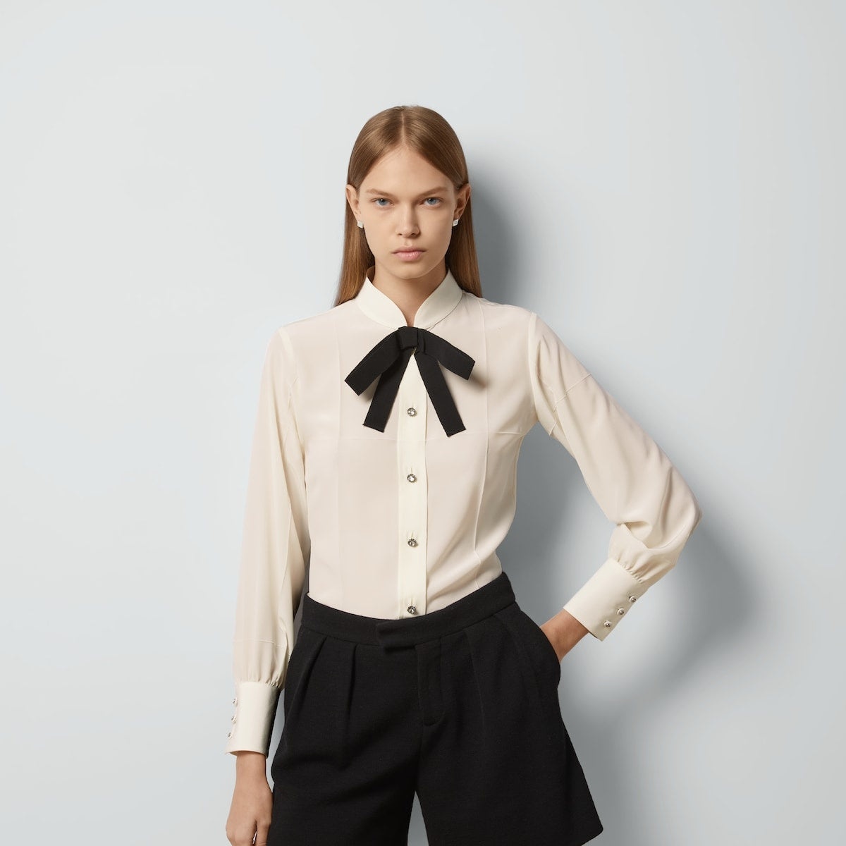 Gucci Bow Silk Crepe De Chine Shirt - 4