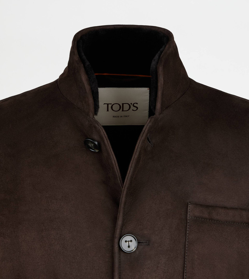 CASTELLO JACKET IN SHEARLING VELOUR - BROWN 8