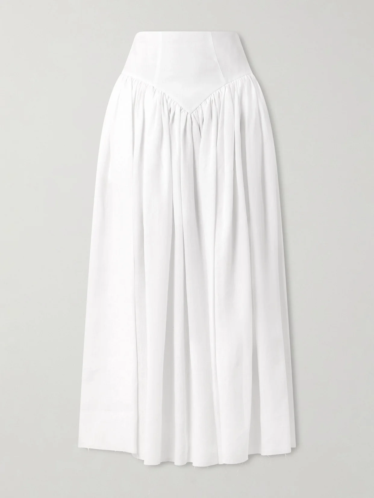 Juniper Frayed Paneled Linen Midi Skirt - 1