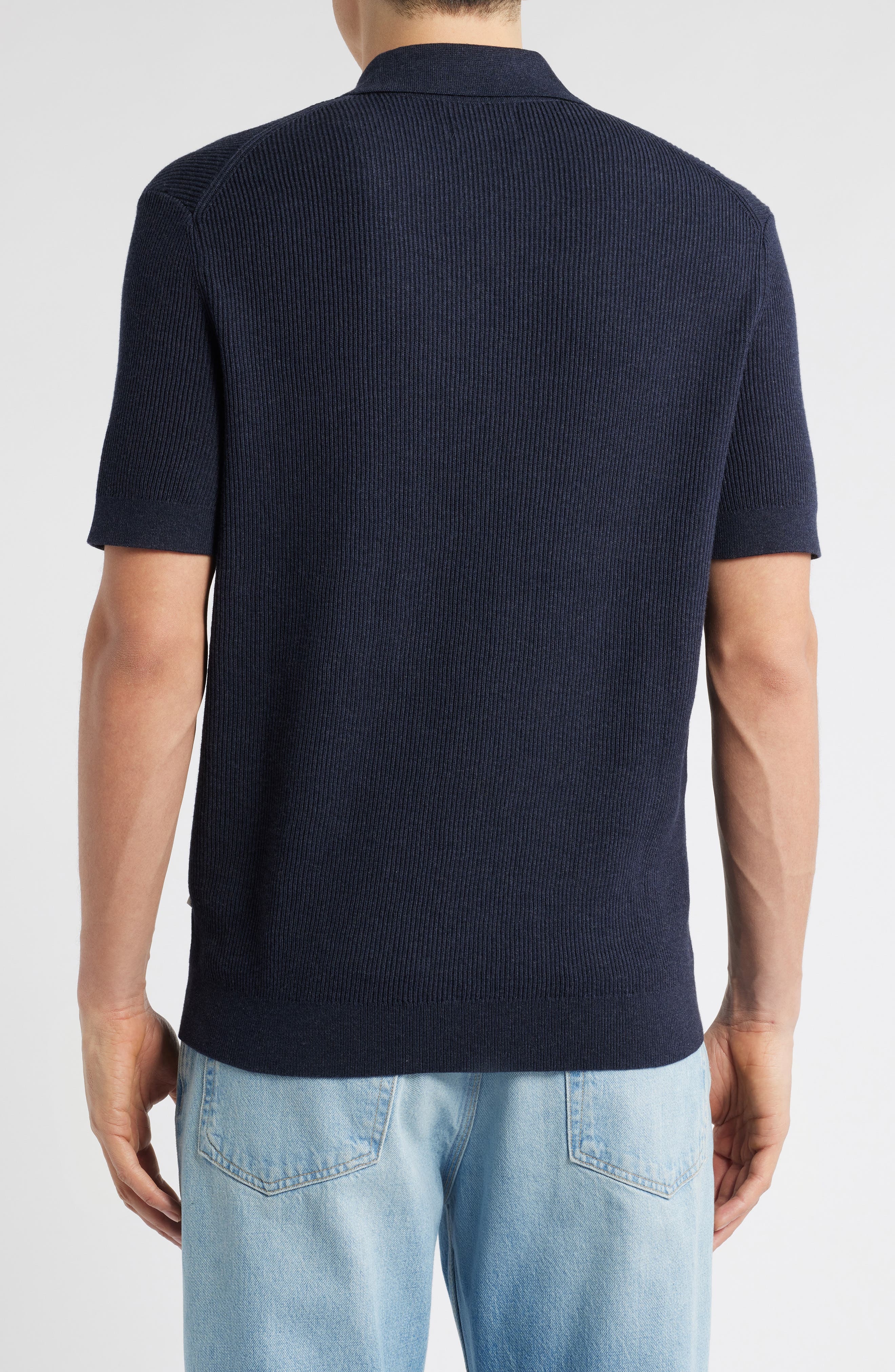 NN07 Hansie 6600 Organic Cotton Quarter Zip Sweater Polo in Navy Melange at Nordstrom - 2