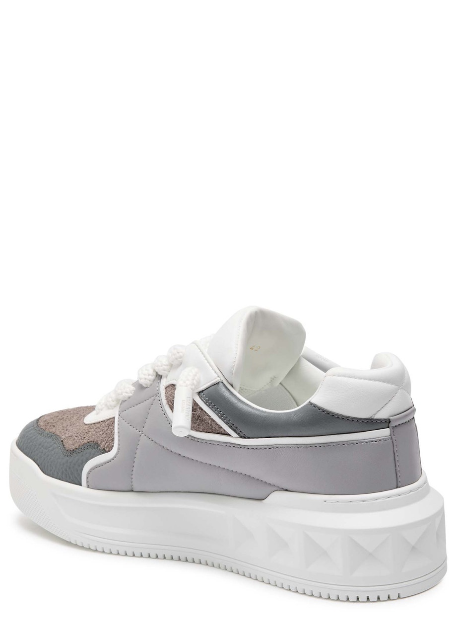 Valentino One Stud Panelled Leather Sneakers - 2
