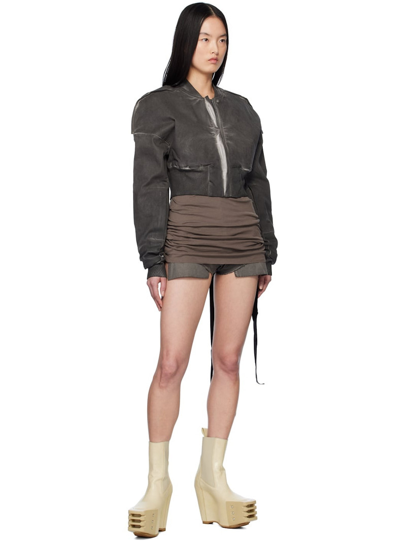 Rick Owens DRKSHDW Gray Hollywood Cropped Denim Flight Jacket outlook