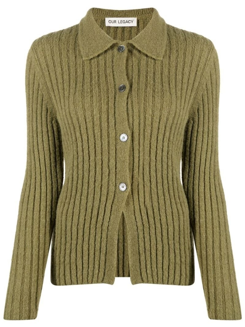 Fine buttoned ribbed cardigan - 1