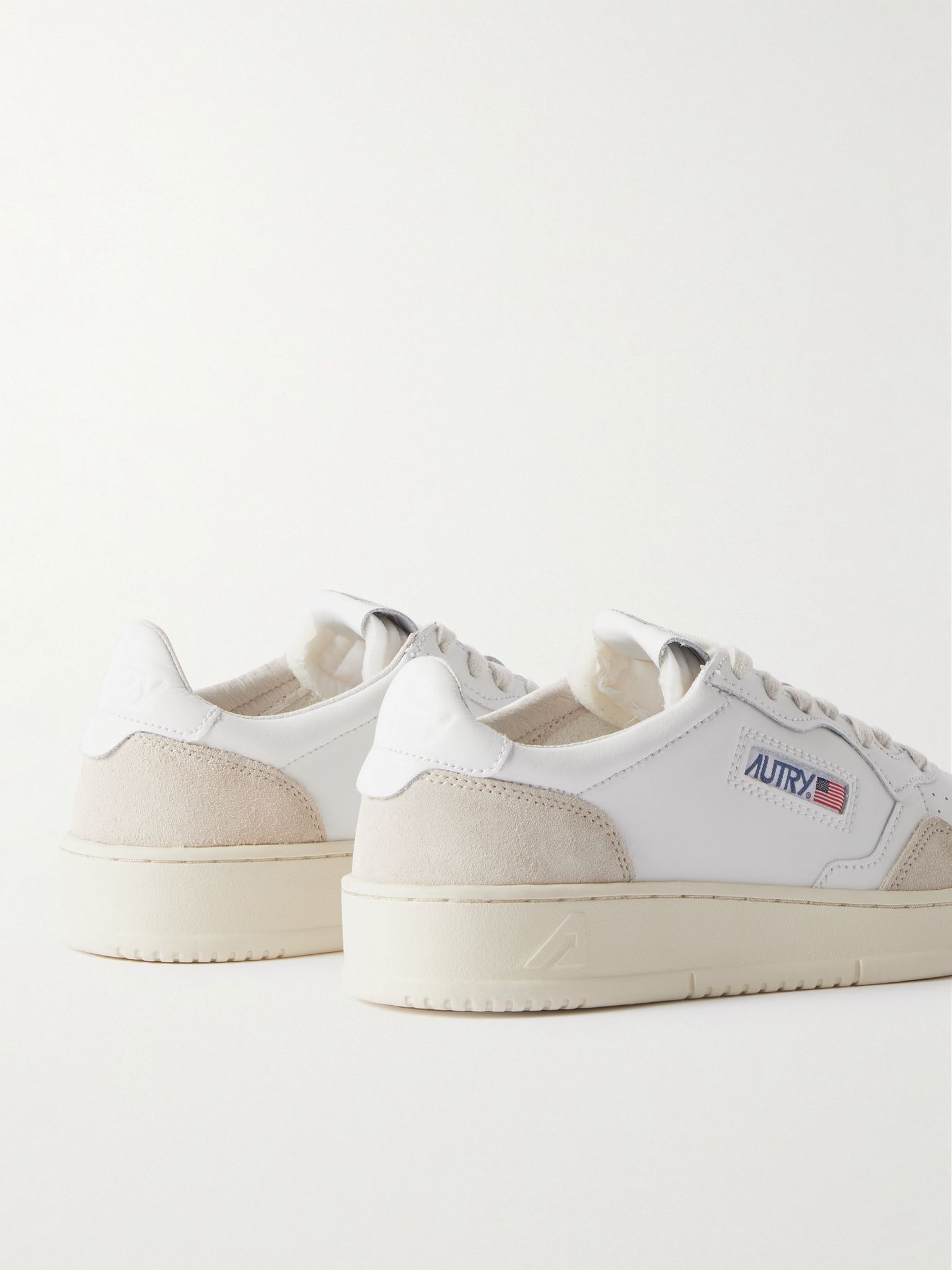 Medalist Two-Tone Suede-Trimmed Leather Sneakers White - 5