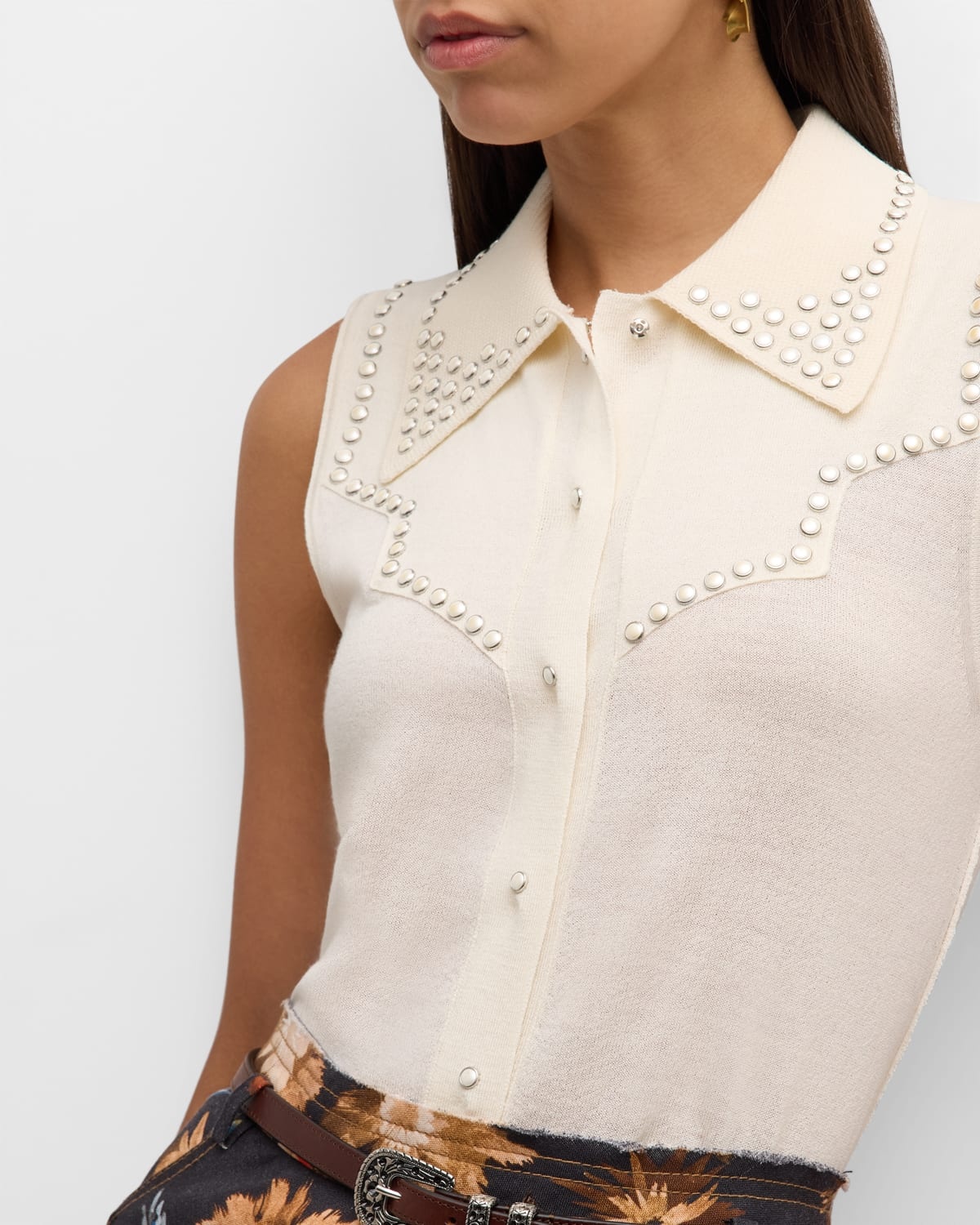 Refined Essentials Stud-Embellished Top - 7