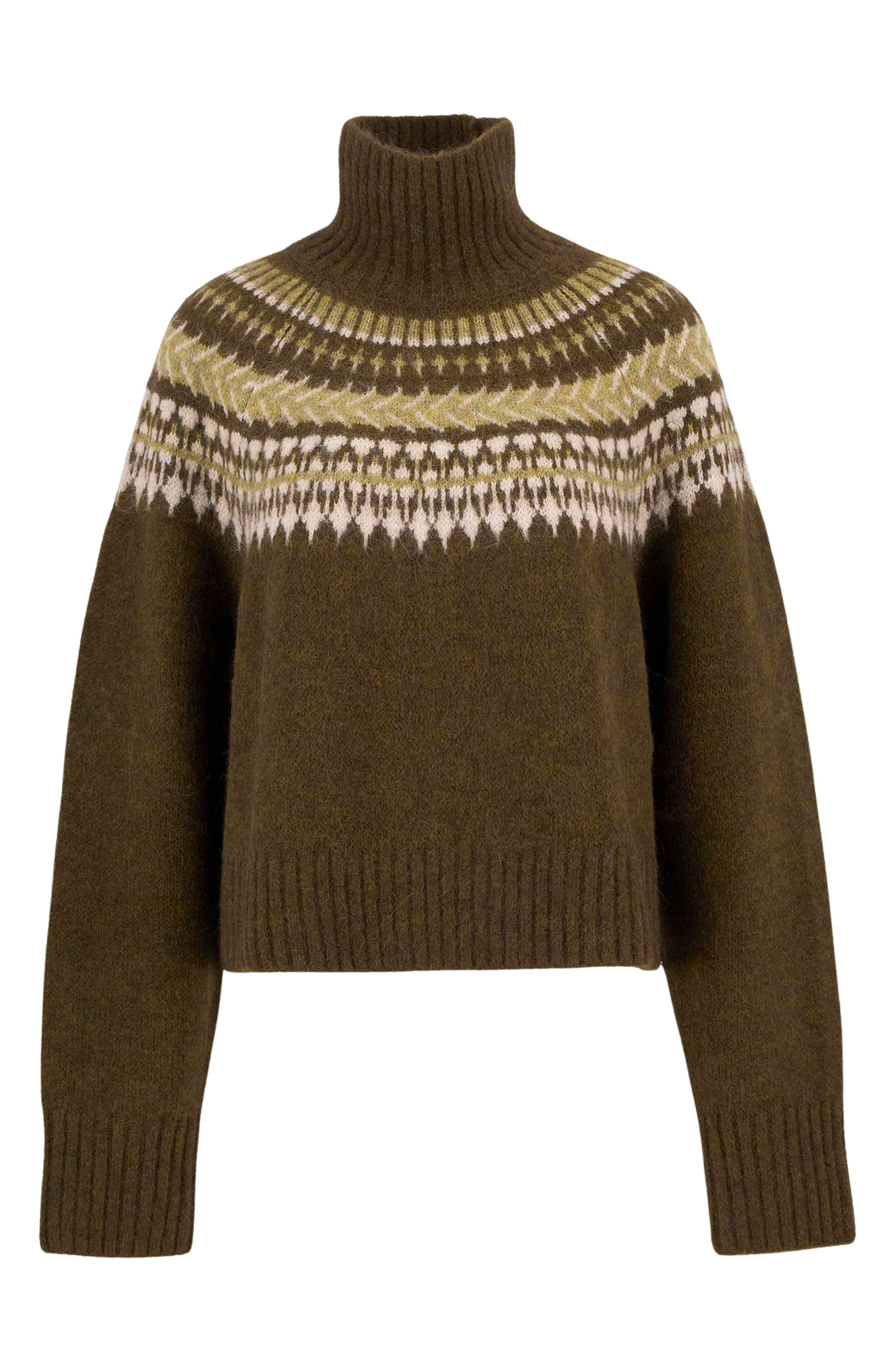 Barbour Lorrie Fair Isle Wool & Alpaca Blend Sweater in Brown Multi at Nordstrom - 4