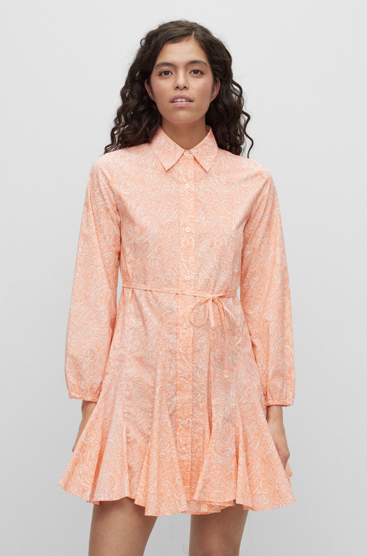 LONG-SLEEVED SHIRT DRESS IN PAISLEY-PRINT COTTON - 3