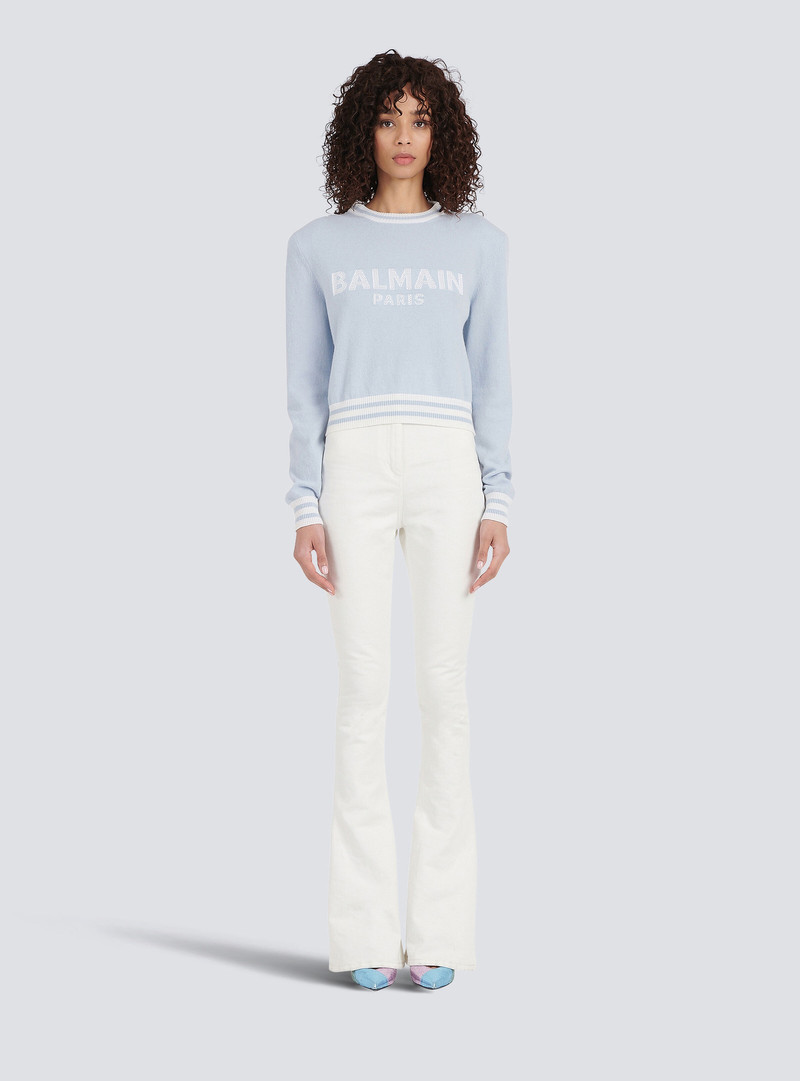 Cropped wool sweatshirt with Balmain logo 3