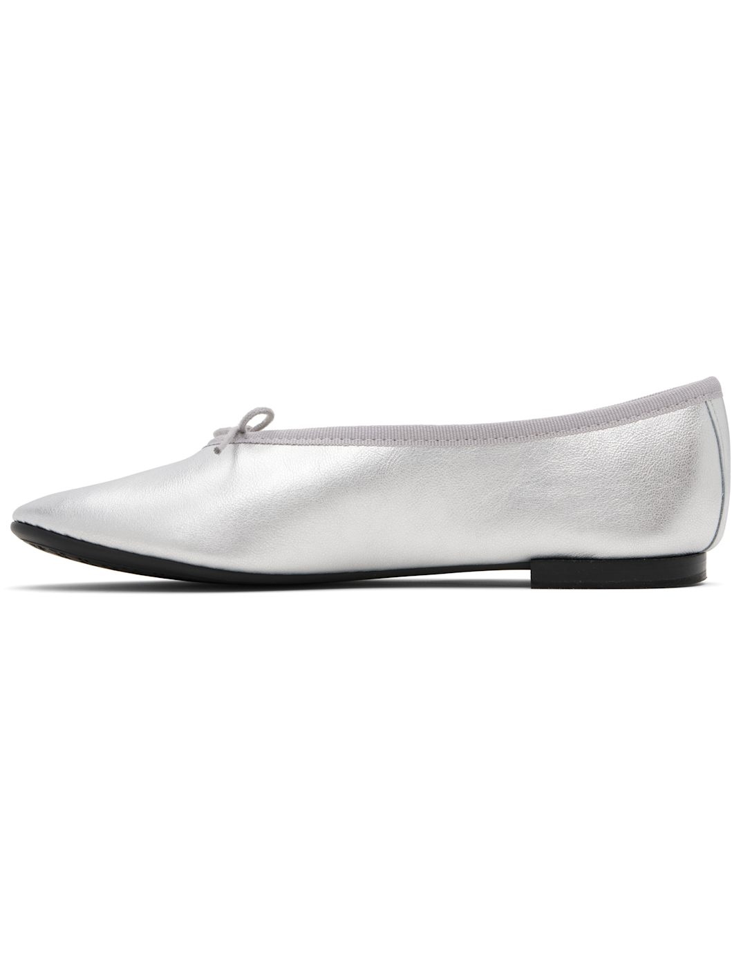 Silver Lilou Almond Toe Ballerina Flats - 3