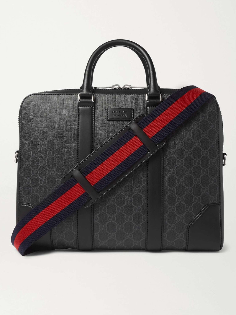 Leather-Trimmed Monogrammed Coated-Canvas Briefcase - 1