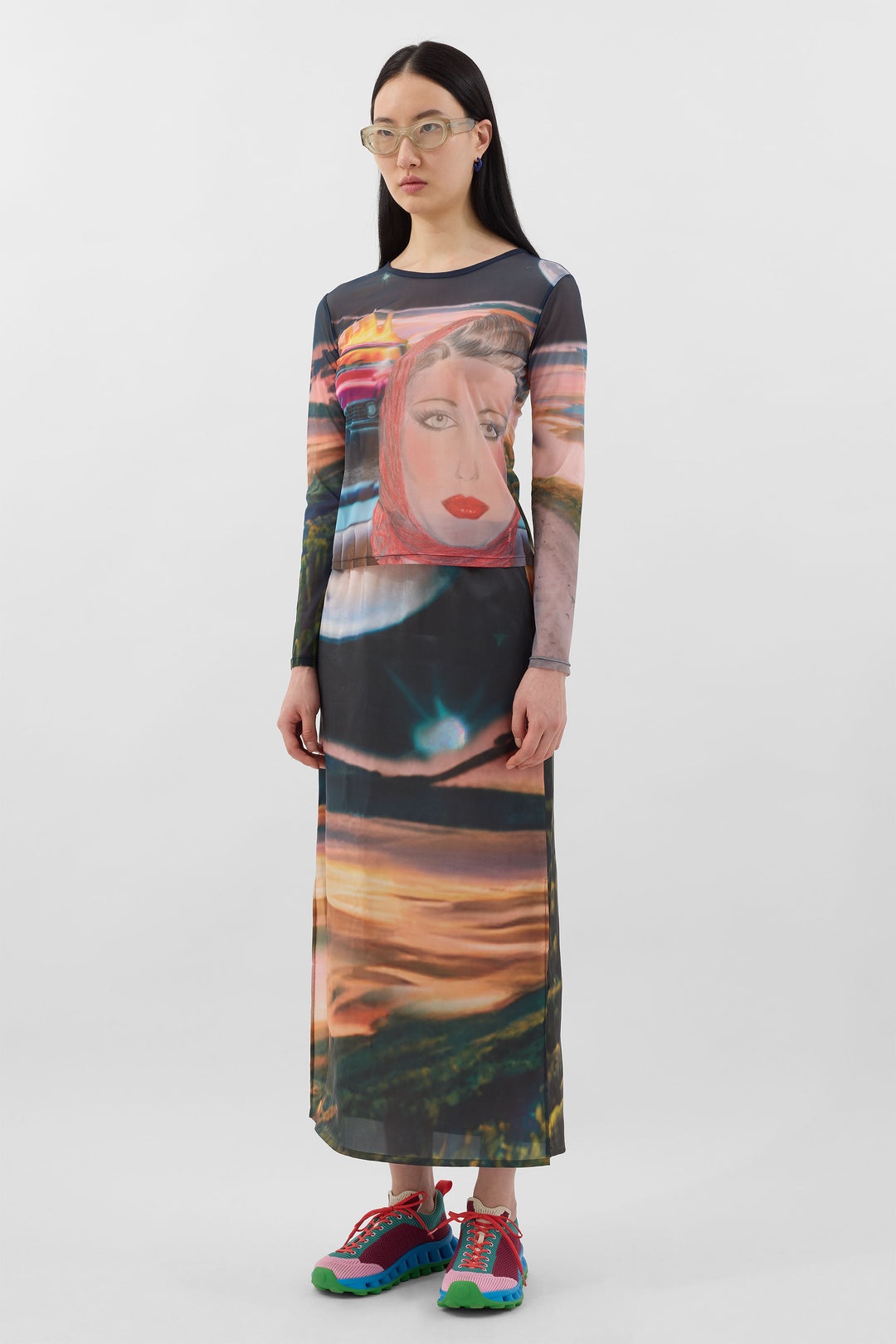LONGSLEEVE SHEER TOP / Annamarie print - 3