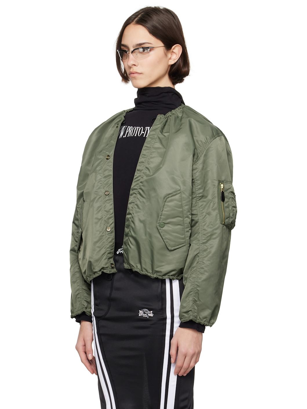 Black Nylon Reversible Bomber Jacket - 4