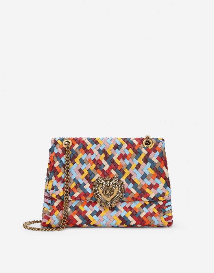 Large Devotion shoulder bag in multi-colored woven nappa leather - 1