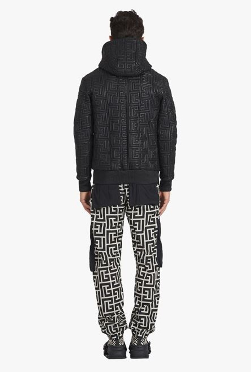 Black quilted leather sweatshirt with Balmain monogram 3