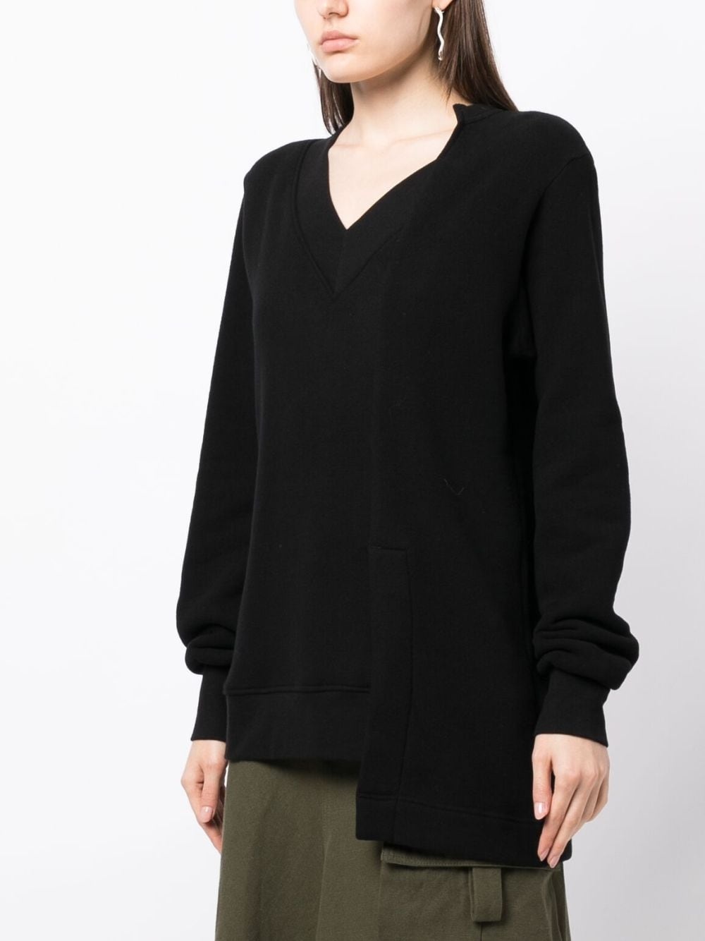 asymmetric V-neck sweatshirt - 3