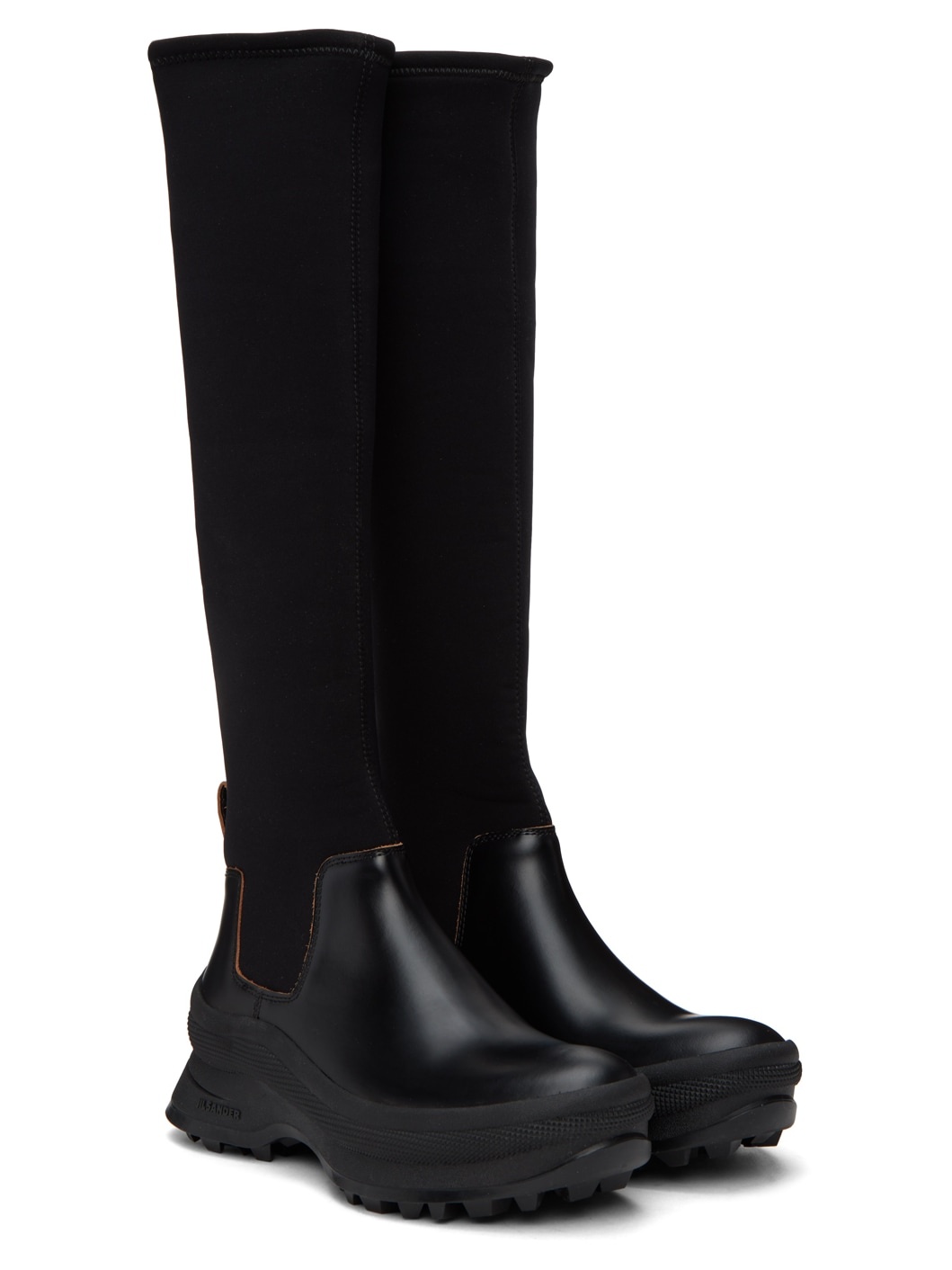 Black Leather Tall Boots - 4