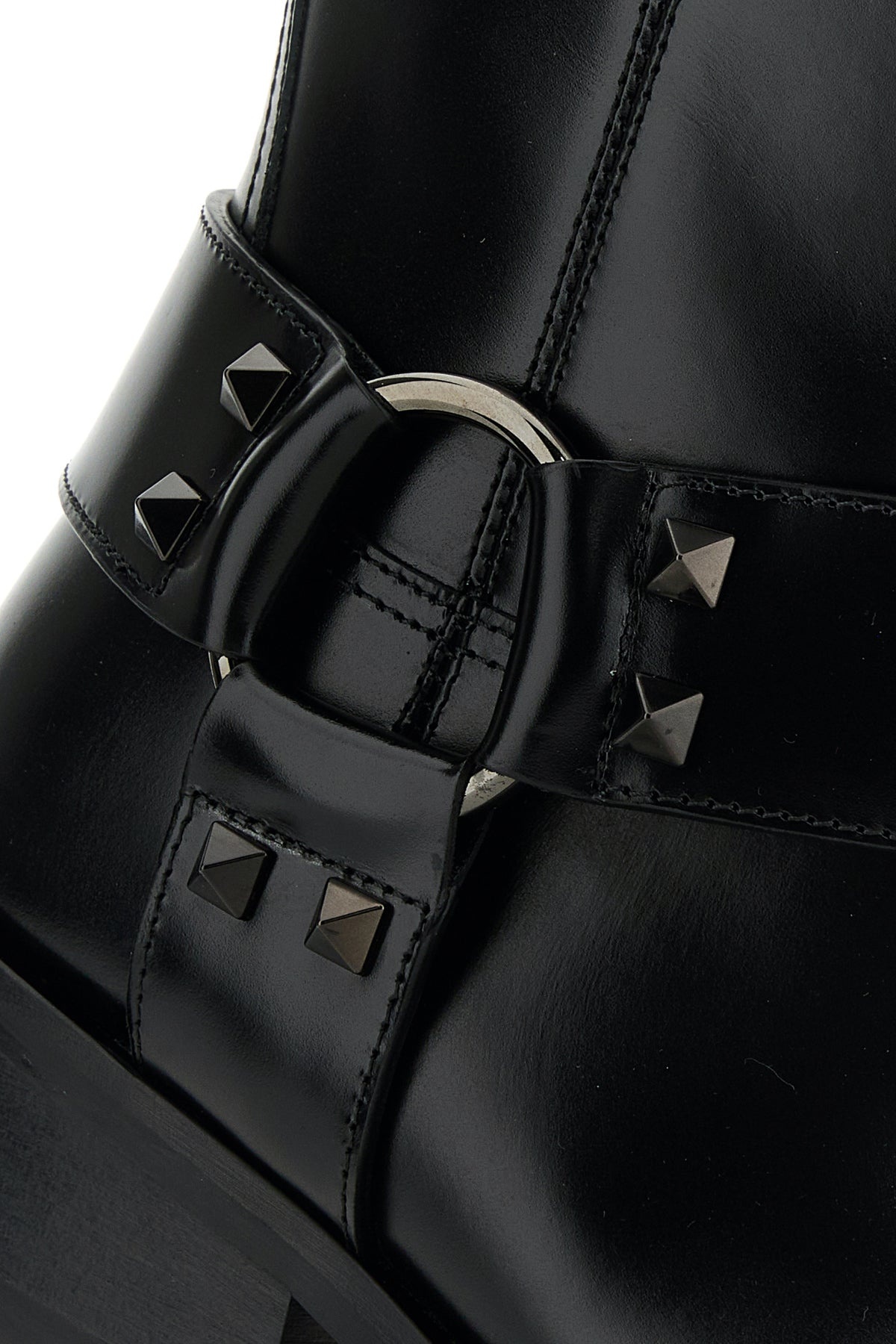 Black leather Biker Rockstud boots - 4