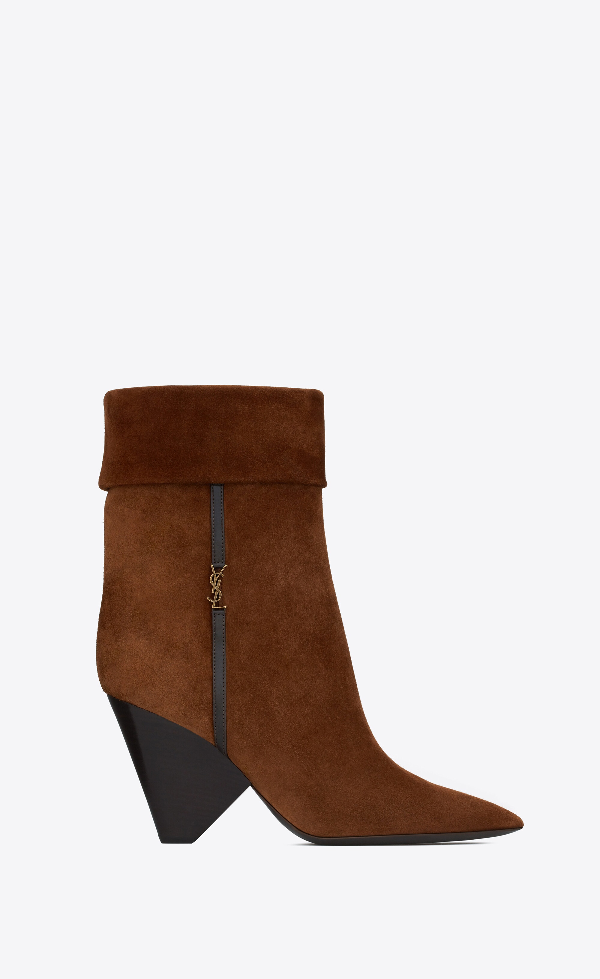 niki booties in suede and gold-tone monogram - 1