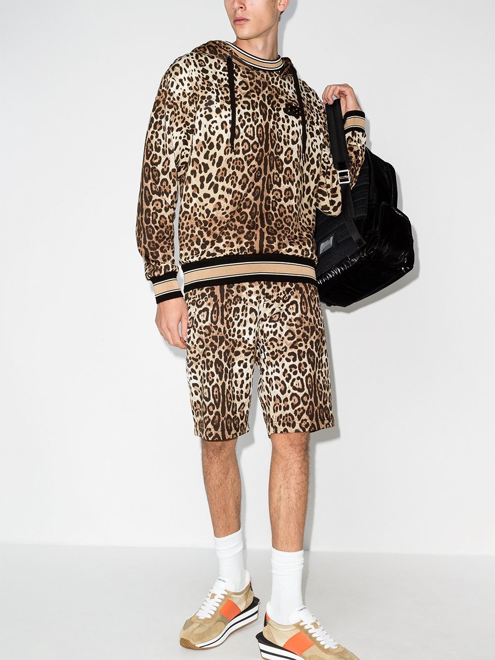 leopard print cotton hoodie - 5