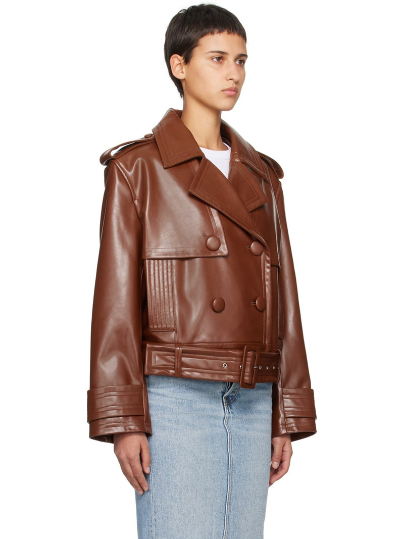 Brown Fern Faux-Leather Jacket 2